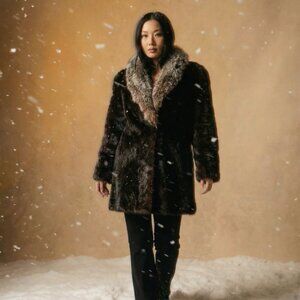 Dunwoody Brown+Grey Fur Coat, Large